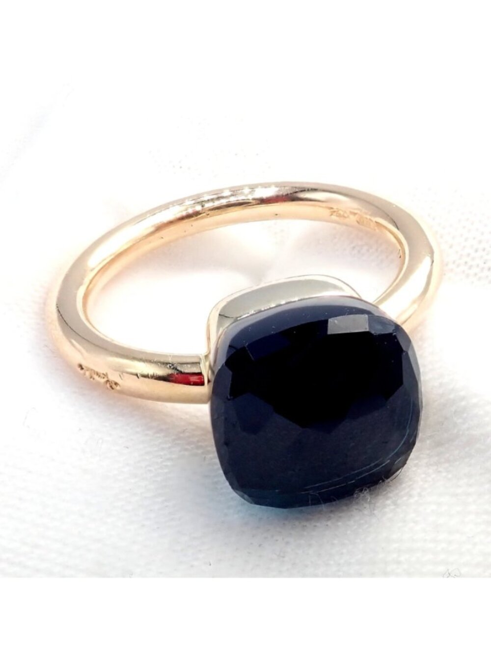 Authentic! Pomellato 18k Yellow Gold Nudo Classic London Blue Topaz Ring Sz 8.25